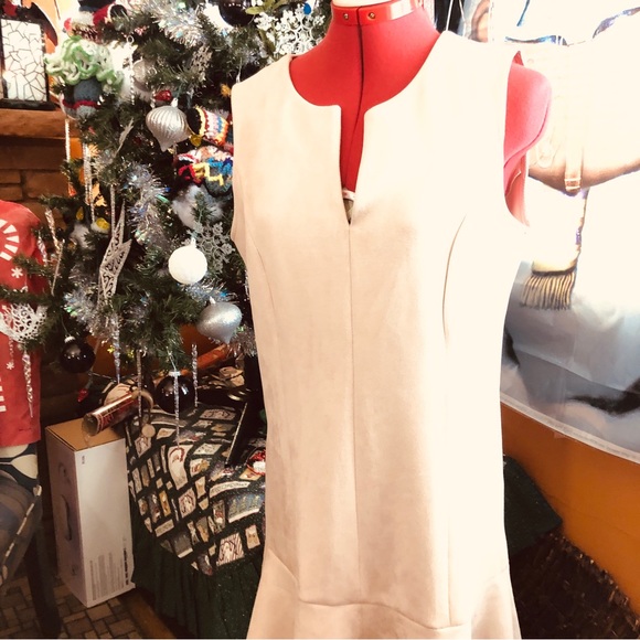 BBCBGMaxazria Faux Suede Flounce Blush Sleeveless Dress Size S - Picture 2 of 7